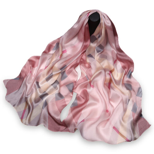 Pink - Check silk scarf